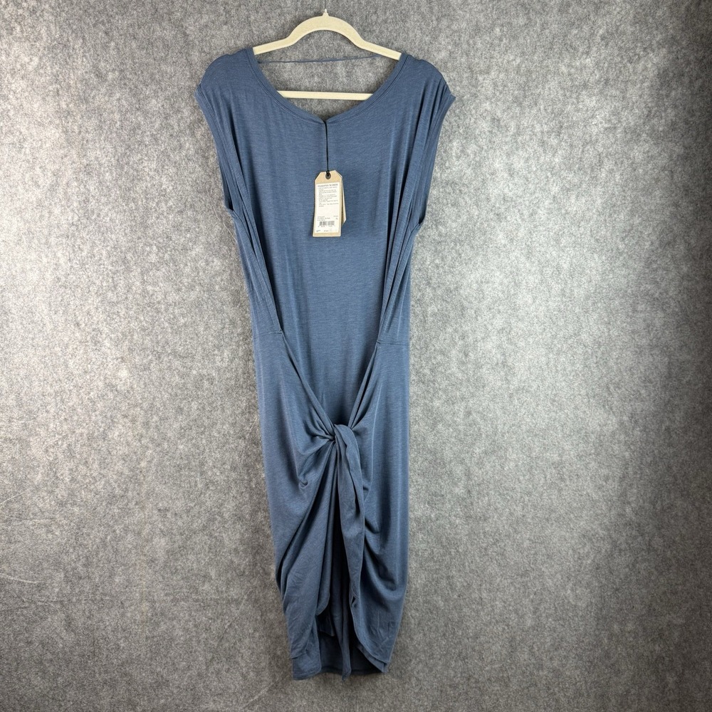 Prana Foundation Tie Dress‎ Women's XL Blue Midi Casual Granola Stretch Comfort